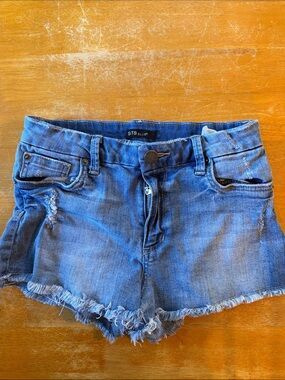 STS Blue Women’s Frayed Hem Blue Denim Jean Shorts